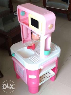 Pink And White Plastic Kitchen Playset in very good