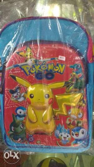 Teal And Red Pokemon Theme Backpack