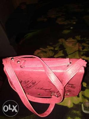 Women's Pink Leather Satchel Bag