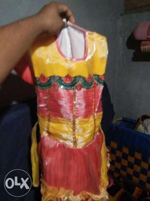 Yellow And Red Sari Dress