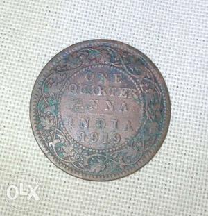  Copper 1 Quarter Indian Anna Coin (msg only if u r