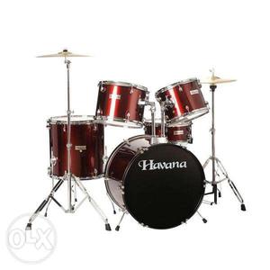 Havana red colour drum set with drum sticks
