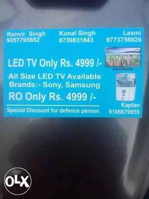 LED TV only  Ro only  with 1 year
