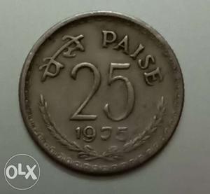 Vintage Round 25 Paise Coin Year 