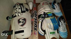 Complete Cricket Kit, White, Blue, And Beige Cricket Gear