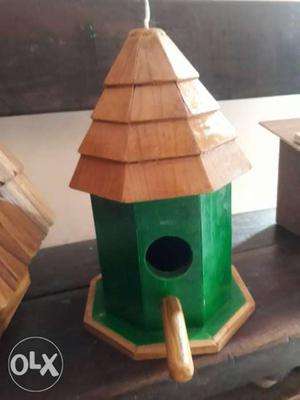 Green And Brown Wooden Bird House