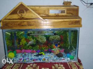 Only fish tank and sagon wood hut top condition