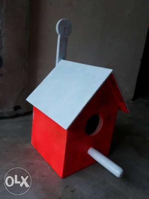 Red And White Wooden Birdhouse
