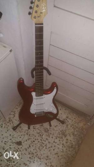 Red Double-cutaway Electric Guitar