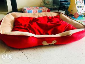 Red dog bed (medium size breed) unused