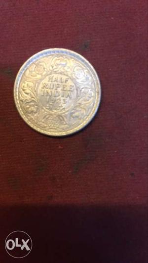 Round Indian Half-rupee Coin