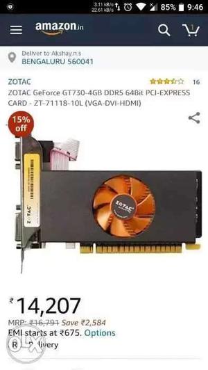 Black And Orange ZOTAC GeForce GT GB DDR5 64Bit