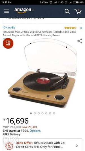 Ion Turntable Record Player. Almost New.