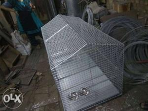 Rectangular Gray Metal Pet Cage