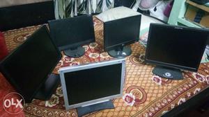 5 Black Flat Screen Computer Monitors at just 