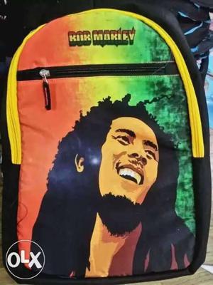 Black And Multicolored Bob Marley Backpack