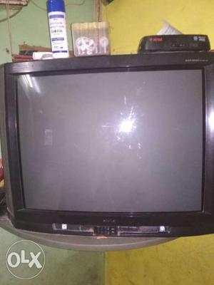Black JVC CRT TV With Remote