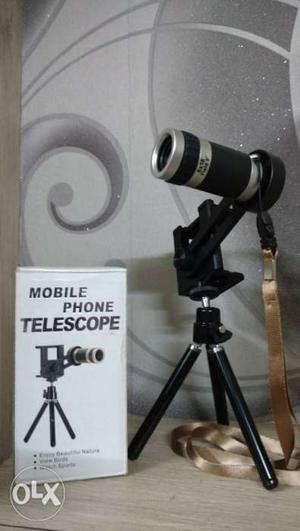 Black Mobile Phone Telescope With Tripod And Box