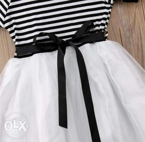 Black n white Striped party frock Fabric: