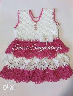 Handmade crochet dress for 1 year and 3 years.