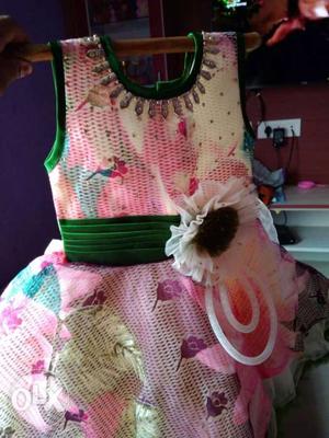 New pink n green color frock 3+ yrs