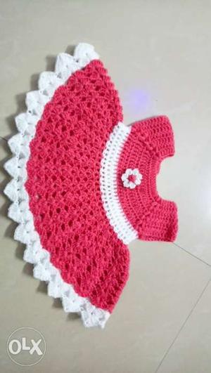 Red And White Knitted Textile