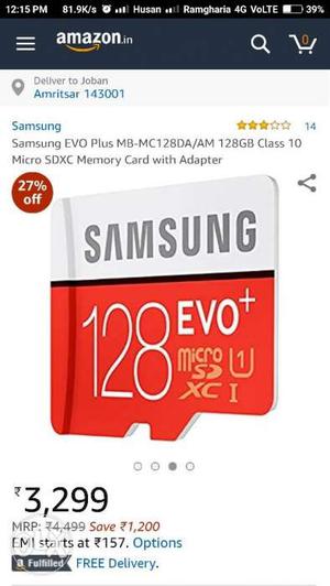 Samsung evo plus 128gb sd card sealed packed with