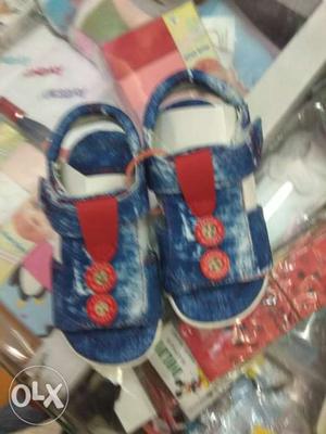 Toddler's Blue-and-white Open-toe Flat Sandals