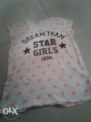 White And Orange Dream Team Star Girls Shirt