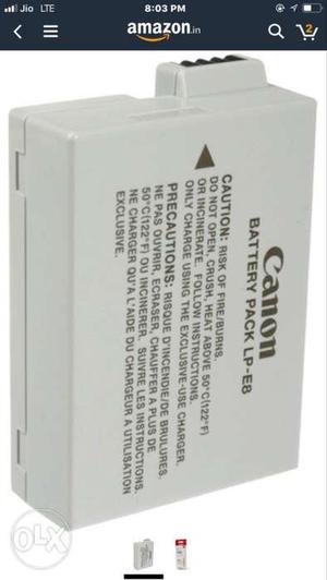 White Canon LP-E8 Battery Pack