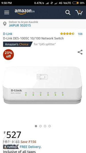 White D-Link DES-C Network Switch Screenshot