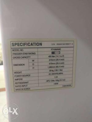 White Specification Sticker