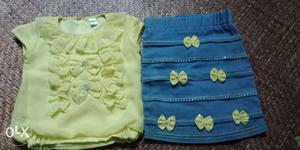 Yellow And Blue Skirt top