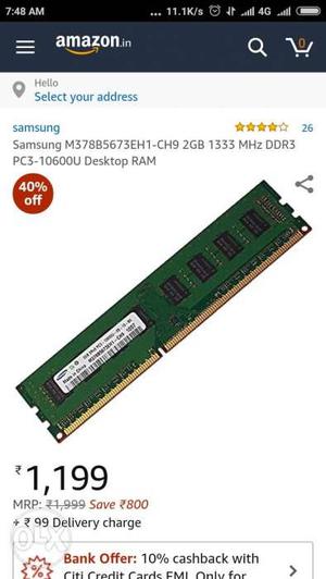 2gb DDR3 ram sell just 800 call us 98o
