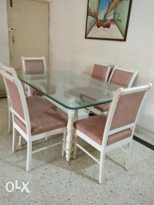 6 seater teak wood dining table with 4 chairs-