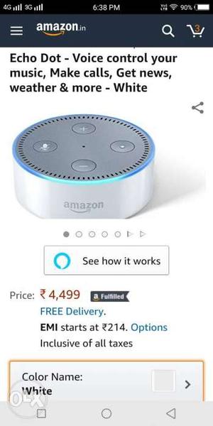 Amazon Alexa white colour only one week extra 2