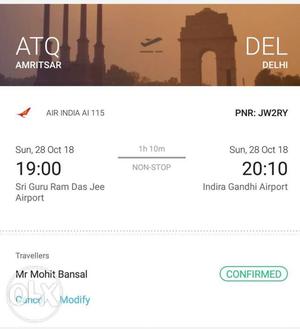 Amritsar to Delhi Flight