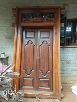 Antique rosewood door with Burma teak frame