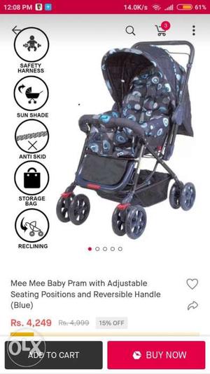 Baby's Black And Pink Travel System