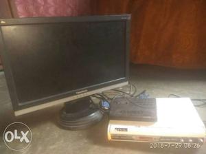 Black Flat Screen Computer Monitor intex tv tunar and dd
