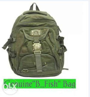 Green Backpack With Text Overlay