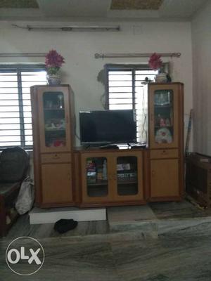 TV Cabinet With Showcase, storage spaces and