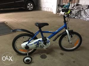 Toddler's Blue And White Bicycle With Training Wheel