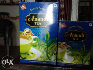 Two Green-and-blue Anandi Tea Boxes