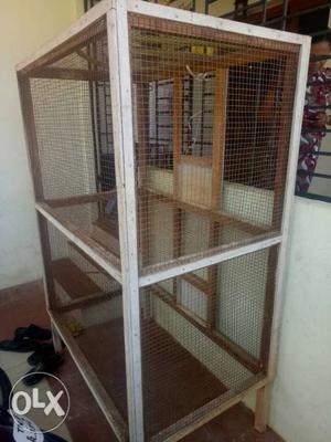 Brown And White Pet Cage