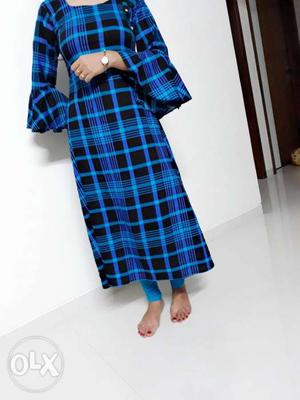 Checks shirting pure cotton fabric with frill