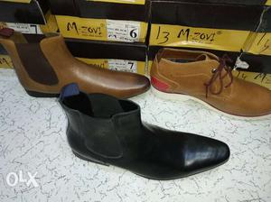 Pair Of Brown Leather ankle length Shoes