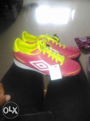 Pair Of Pink-and-white umbro Sneakers