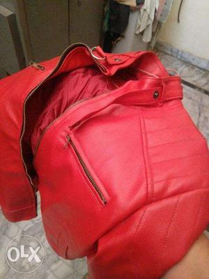 Red leather jacket 42 size