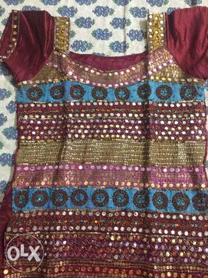 Silk plazoo style Lehanga with blouse and silk dupatta Used